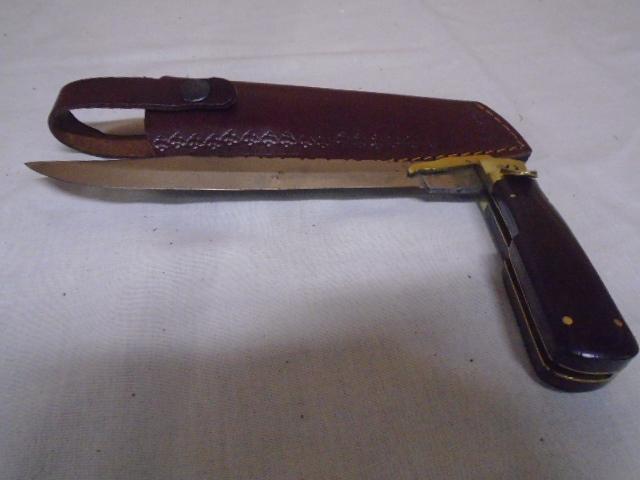 Custom Handmade Folding Knife w/ Leather Sheave