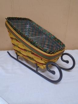 1998 Longaberger Large Sleigh Basket w/ Iron Runners