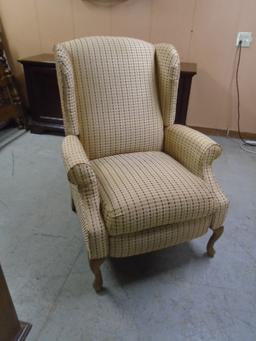 Cream & Burgundy Push Back Recliner