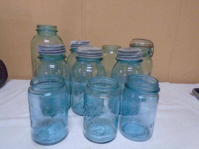 6 Quart-3 Pint-1 1/2 Gallon Vintage Blue Ball Canning Jars