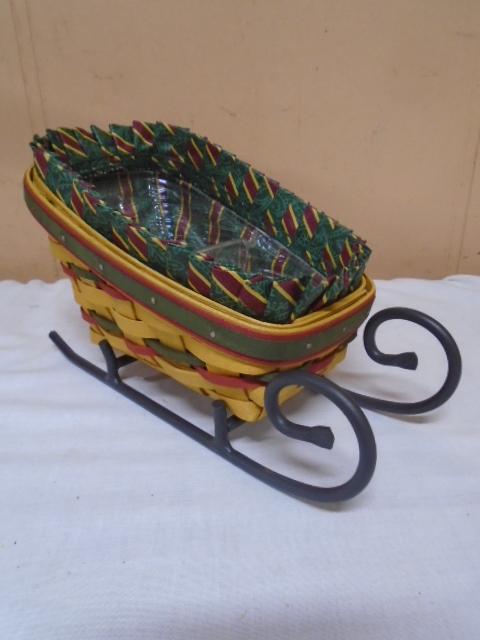 1998 Longaberger Medium Sleigh Basket w/ Iron Runners