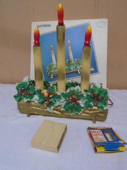 Vintage Union No.2785 Electrified Log & Candles