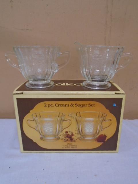 Vintage Set of Indiana Glass Recollection Creamer & Sugar