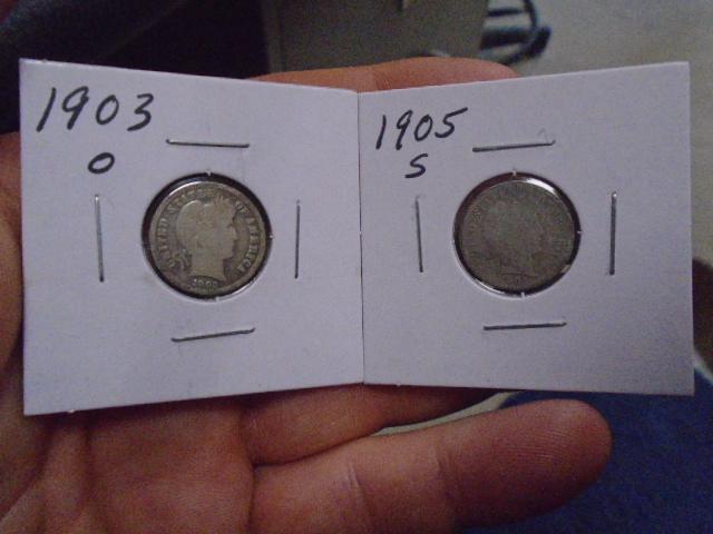 1903 O Mint & 1905 S Mint Barber Dimes