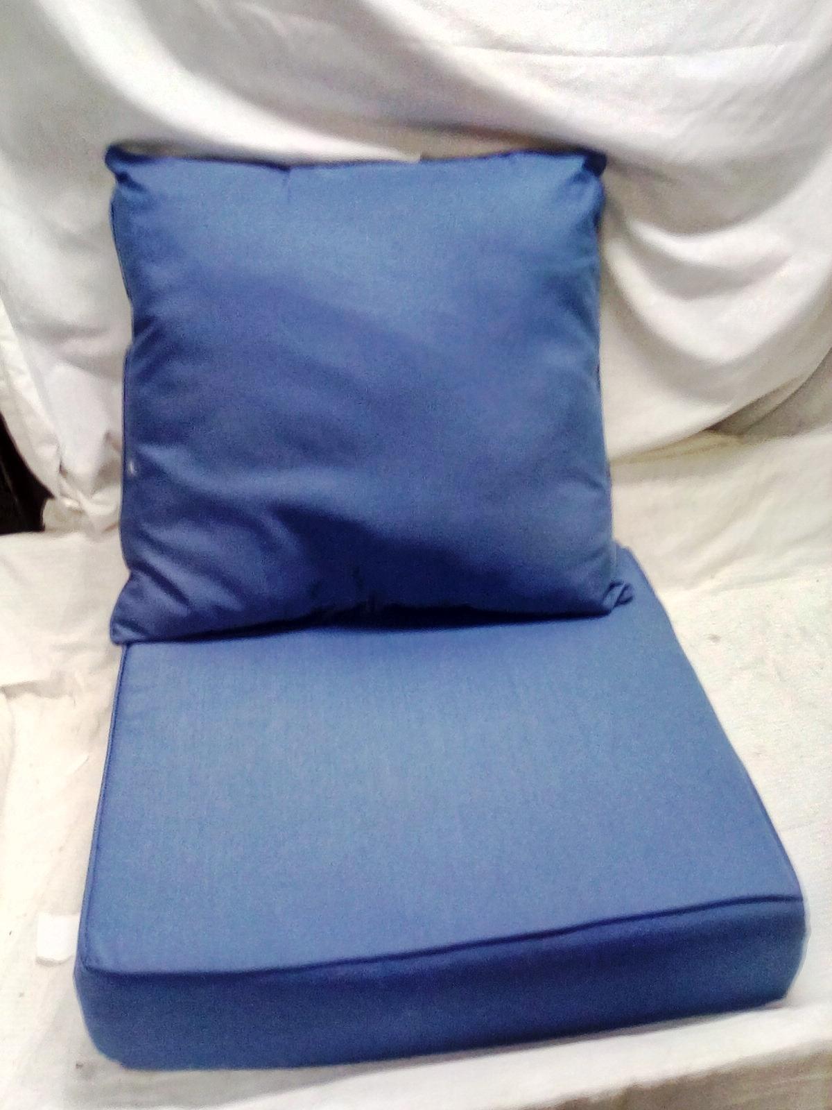 Set of Blue Patio Chair Pads Base is 22"x22" match to lot #113 & 121