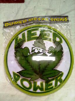 16" Diameter Bubble Sign "Weed Power"