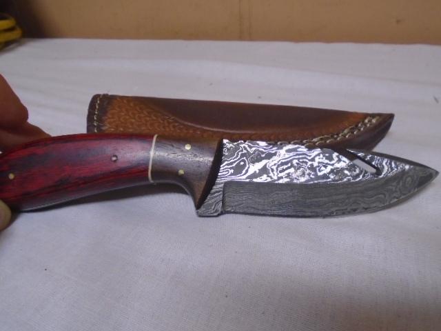 Handmade Custom Damascus Blade Knife w/ Leather Sheave