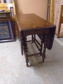 Antique Double Drop Leaf Gate Leg Table w/ Drawer