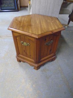 Octogon Solid Wood Storage End Tables