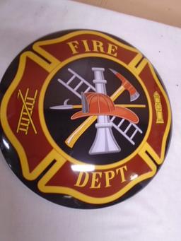 Round Metal Fire Dept Button Sign