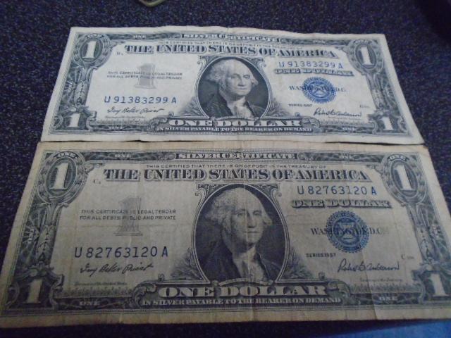 (2) 1957 One Dollar Silver Certificates