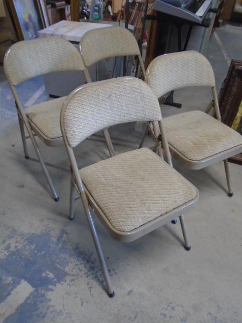 Group of (4) Steel Padded Folding Chairs
