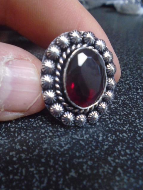 German Silver and Garnet Ring