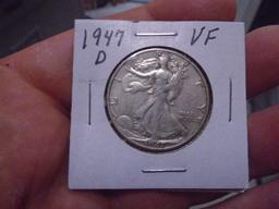 1947 D Mint Silver Walking Liberty Half Dollar