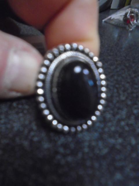 Ladies German Silver & Black Onyx Ring