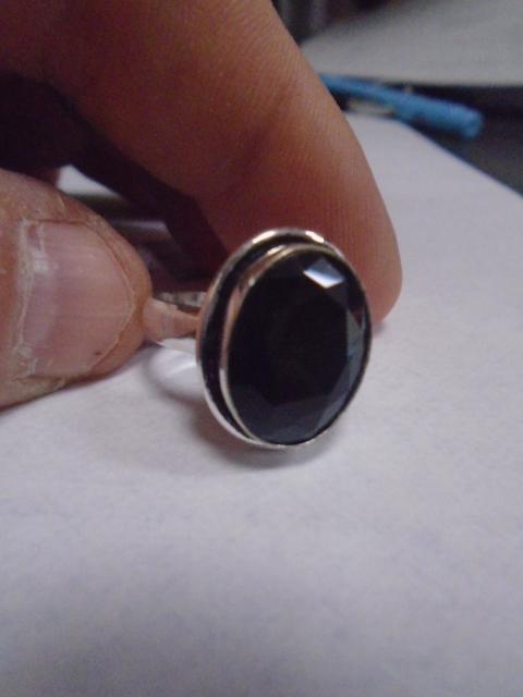 Ladies German Silver & Black Onyx Ring