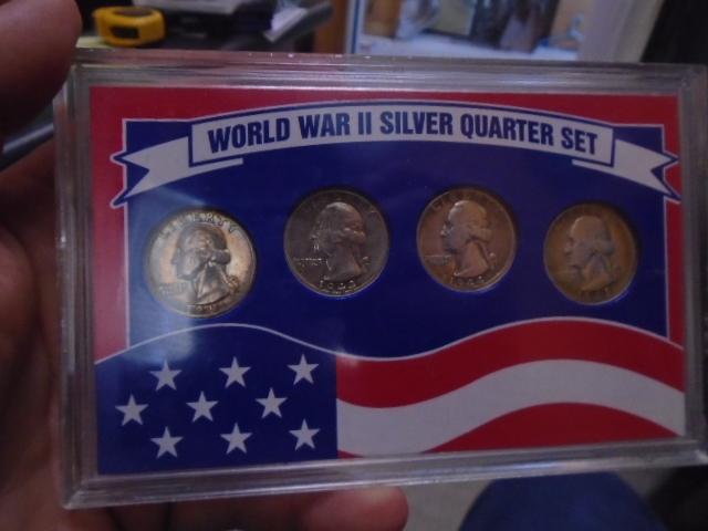 4pc WWII Silver Quarter Set