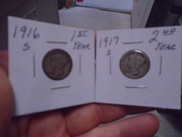 1916 S Mint & 1917 S Mint Mercury Dimes