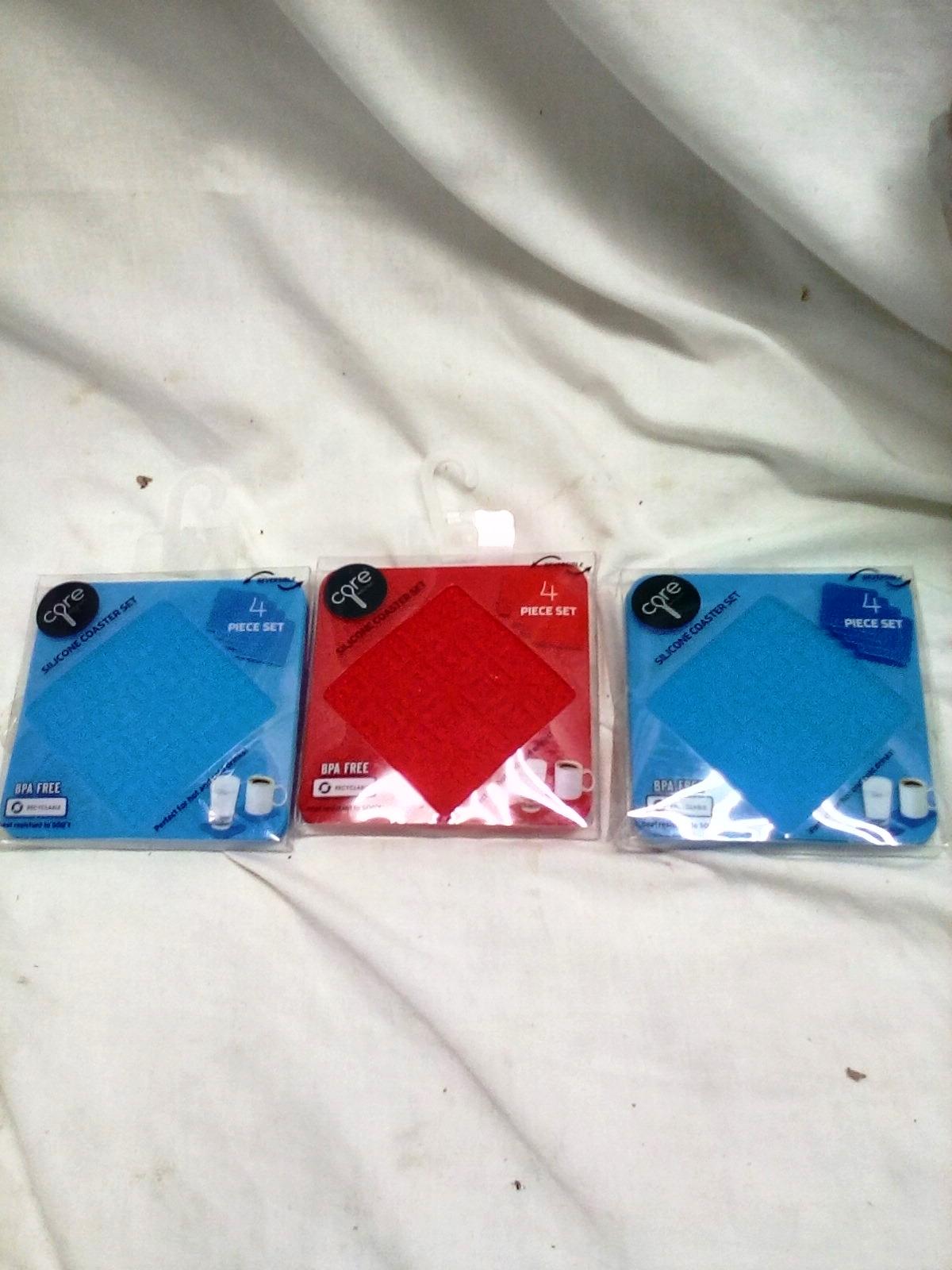 3 Silicone Coaster 4 Piece Sets