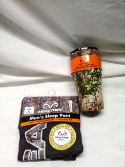 Realtree Mens Sleep Pants XL & 20oz Insulated Tumbler