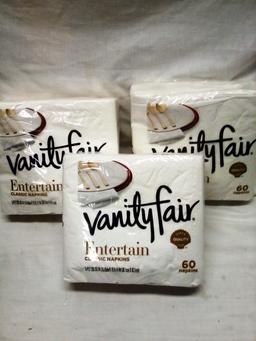 Qty. 3 Packs of 60 Vanity Fair 3 Ply Napkins