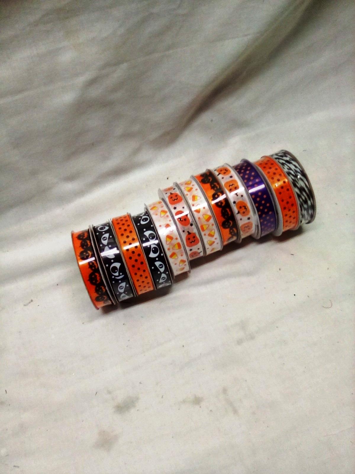 Qty. 12 Misc. Rolls of Decorative Halloween Ribbon