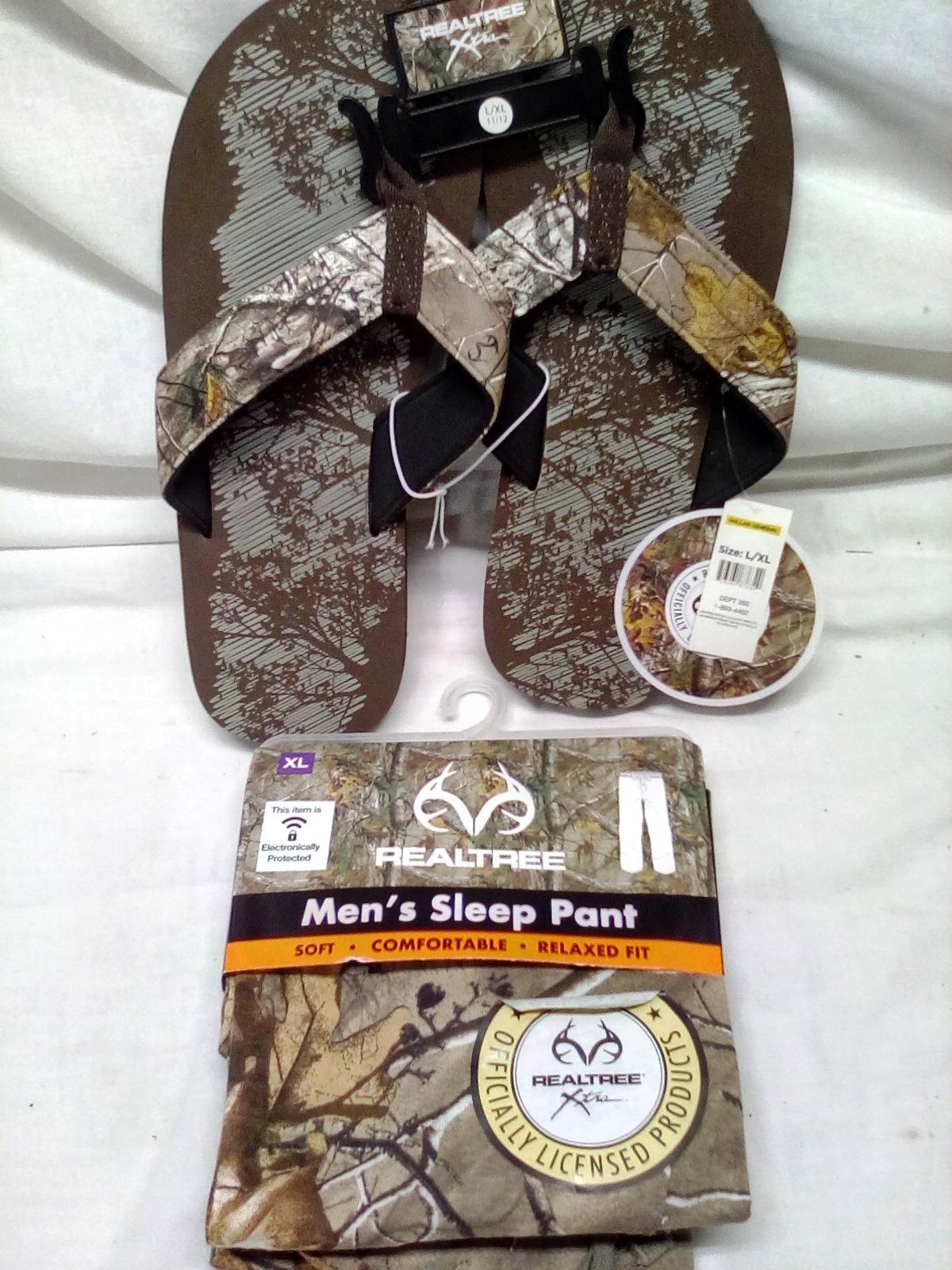 Realtree mens sleep pants sizeXL with L/XXL sandals