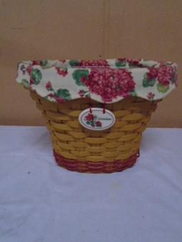 2002 Bonnie Longaaberger Geranium Basket w/Liner and Protector