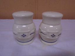 Longaberger Woven Traditions Classic Blue Salt and Pepper Shaker Set