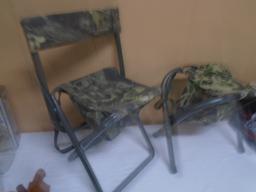 2 Metal Framed Camo Folding Camp Stools