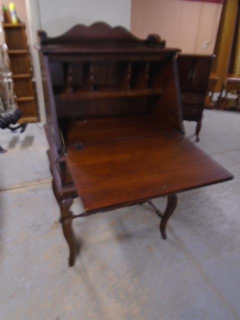 Solid Wood Drop Front Writing Desk w/ Drawer & Cubbies in Top-See Pic #2