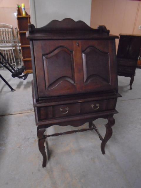 Solid Wood Drop Front Writing Desk w/ Drawer & Cubbies in Top-See Pic #2