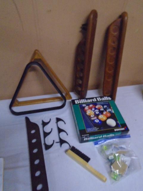 Set of Billiard Balls-Pool Cue Racks-Ball Racks & More