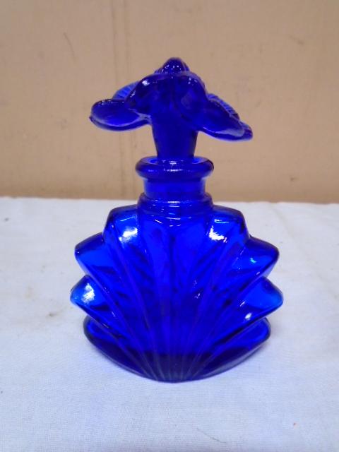 Cobalt Blue Glass Perfume Bottle