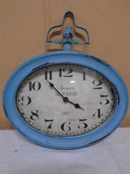 Metal Teal Ovel Wall Clock