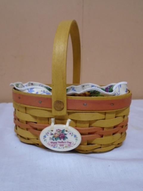 1999 Longaberger Happy Mother's Day Basket w/ Liner & Protector