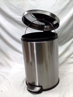 Steel W/Black Plastic Foot Operated 17"x11.75" Trash Can