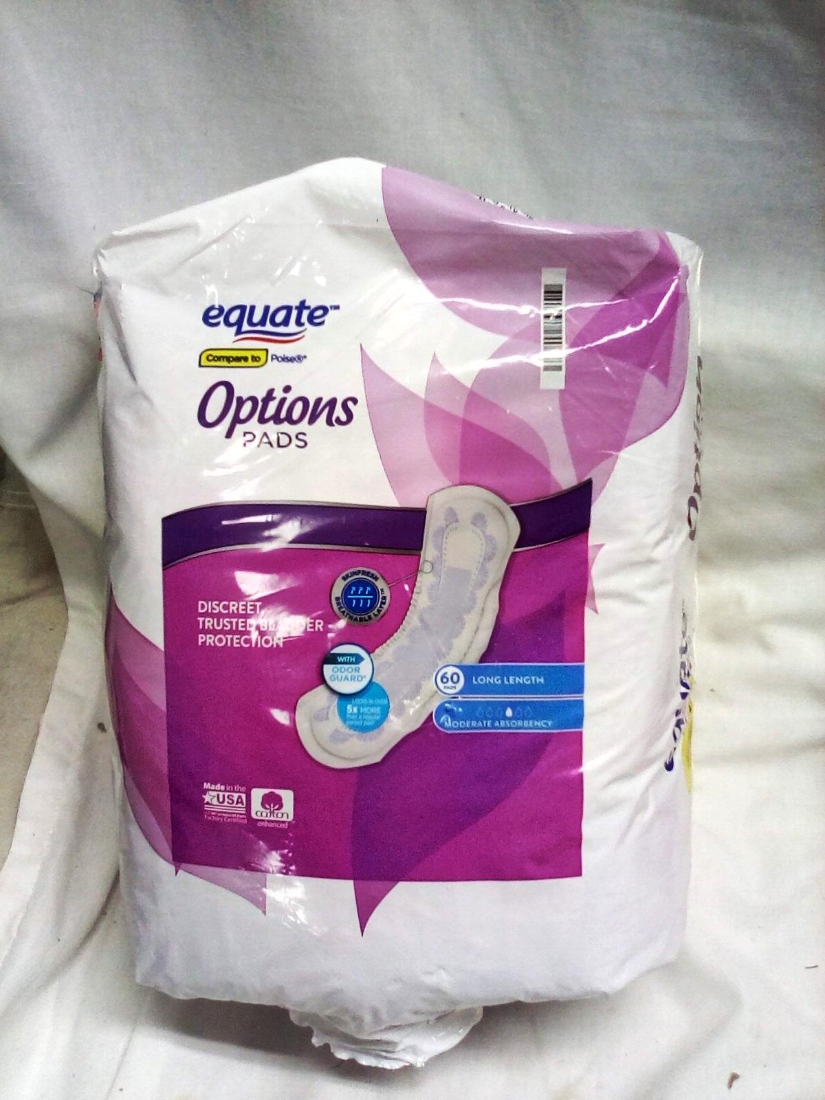 Equate Option Long Length Pads 60 Pack of Bladder Control Pads