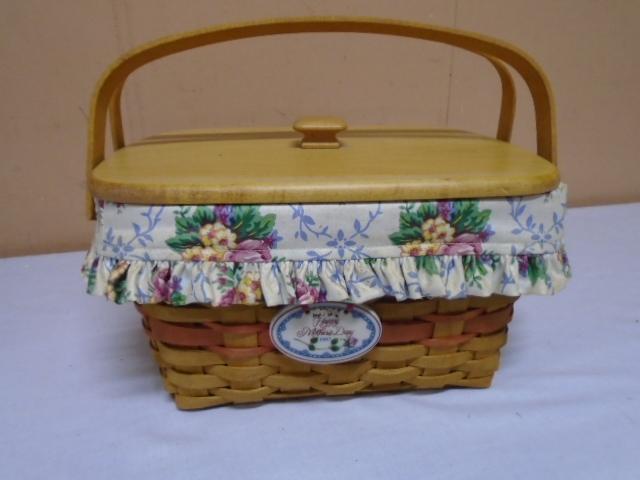 1997 Longaberger Timeless Memory Mother's Day Basket w/ Liner-Protector-Lid