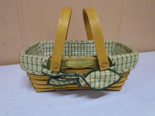 2001 Longaberger Homestead Woven Memories Basket w/ Liner & Protector