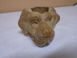 Vintage Greentown Glass Carmel Slag Dog Toothpick Holder