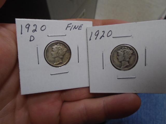 1920 D-Mint and 1920 Silver Mercury Dimes
