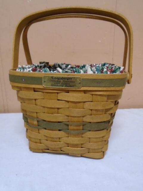 1995 Longaberger Cranberry Basket w/Liner and Protector