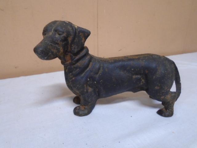 Vintage Cast Iron Dachshund Bank