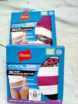 2 PACKS HANES COOL DRI STRING BIKINI SIZE 9