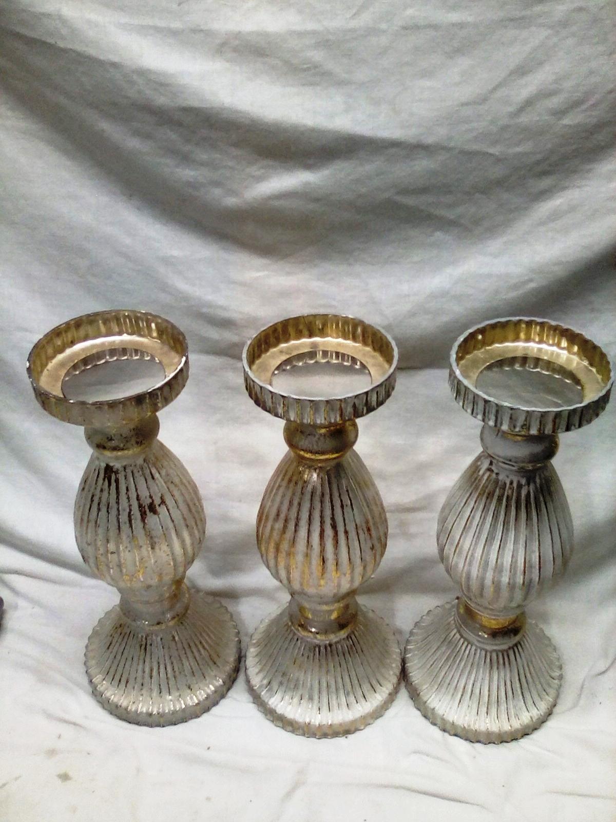 3 - 13"H X 4"DIAMETER CANDLE HOLDERS