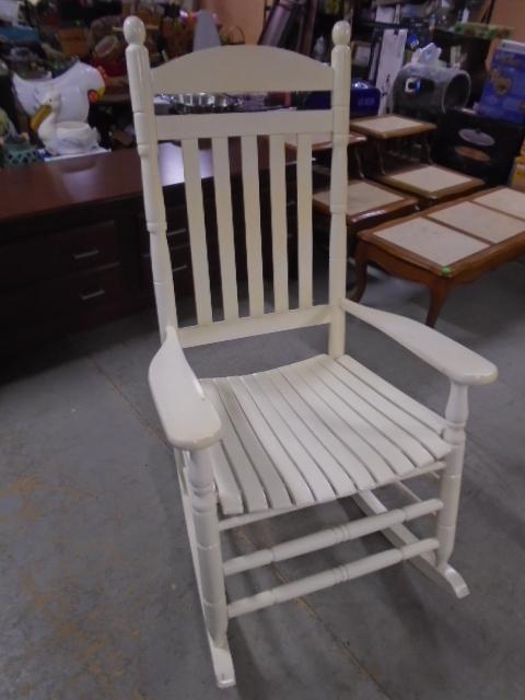 White Painted Solid Wood Rocker