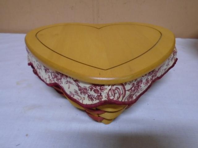 1999 Longaberger Love Letters Basket w/ Liner-Protector-Lid