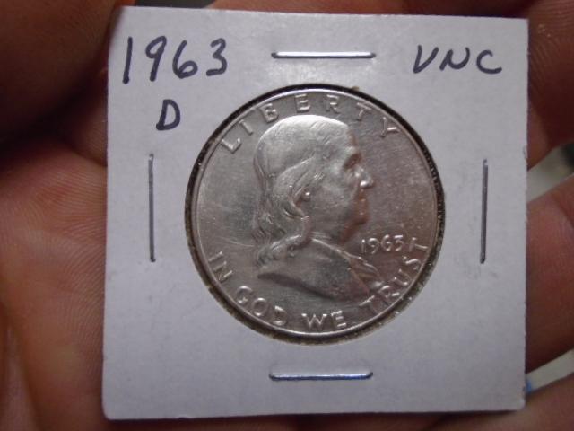 1963 D Mint Silver Franklin Half Dollar