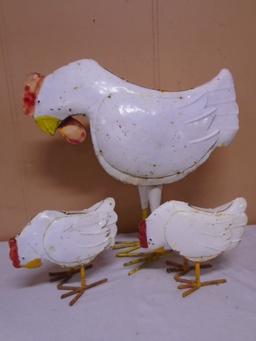 3pc Metal Art Chicken Set